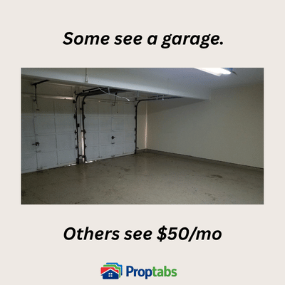 Garage space rented out for extra monthly income as part of a house hack strategy